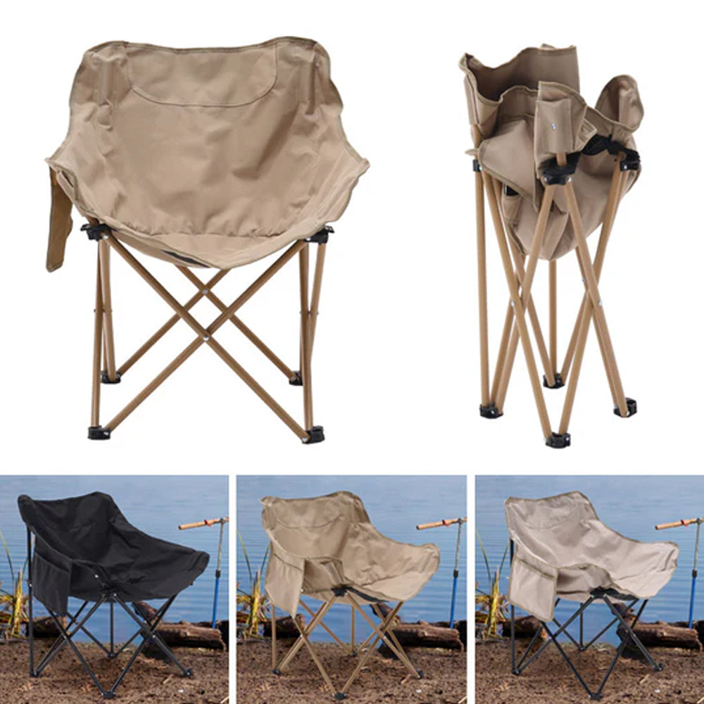 Single folding camping chair for outdoor use