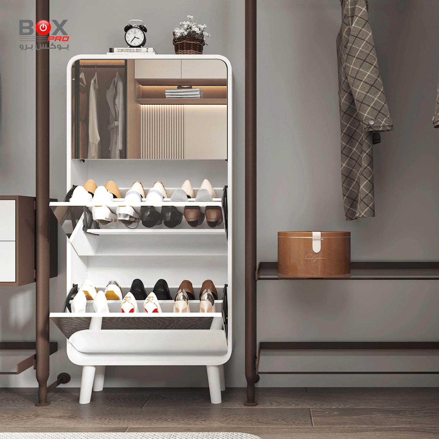 خزانة أحذية كبيرة مع مرآة