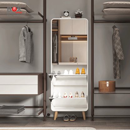 Large shoe cabinet with mirror