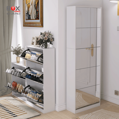 خزانة أحذية مع مرآة طولية