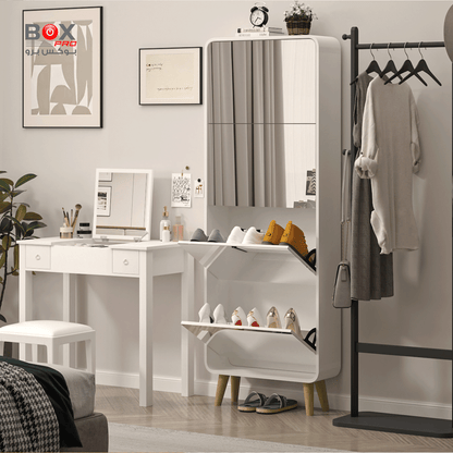 Large shoe cabinet with mirror