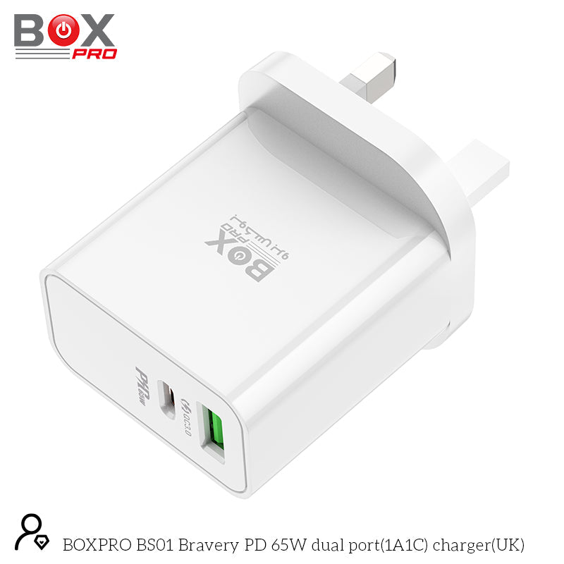 BOXPRO BS01 Bravery PD 65W dual port(1A1C) charger(UK)