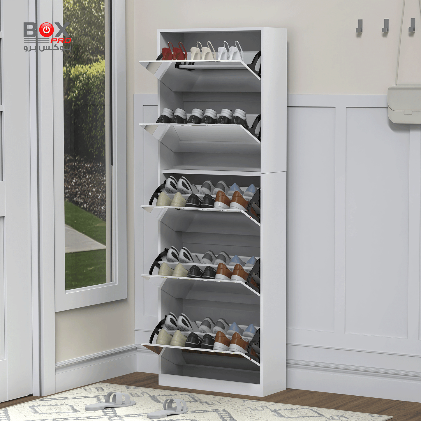 خزانة أحذية مع مرآة طولية