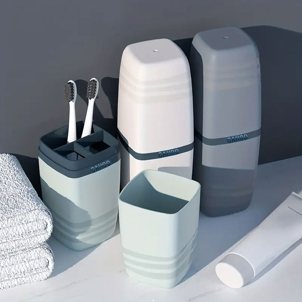Portable toothbrush and toothpaste holder