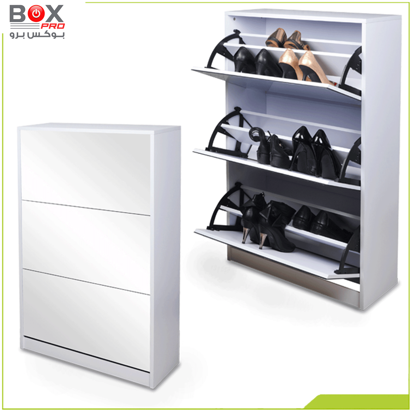 خزانة أحذية مع مرآة 3 طبقات