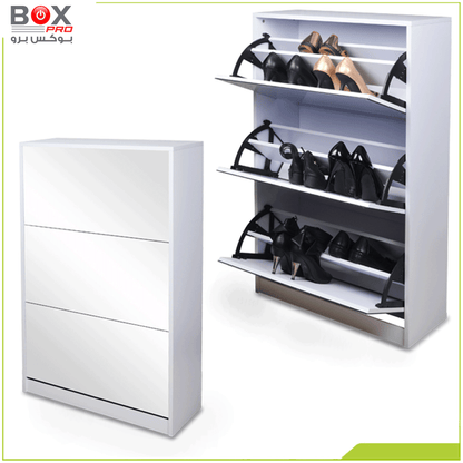 خزانة أحذية مع مرآة 3 طبقات