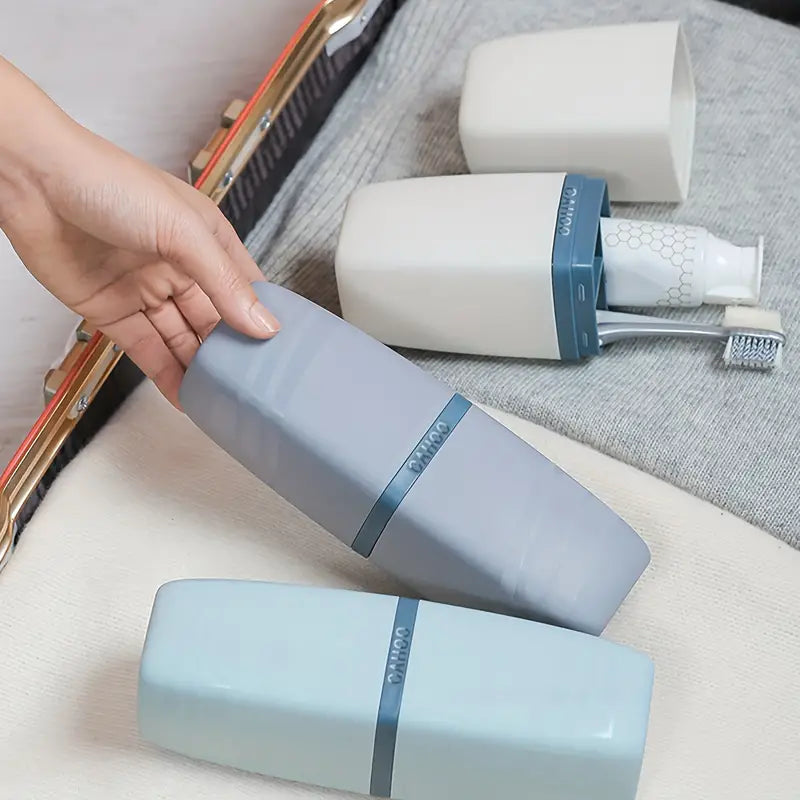 Portable toothbrush and toothpaste holder
