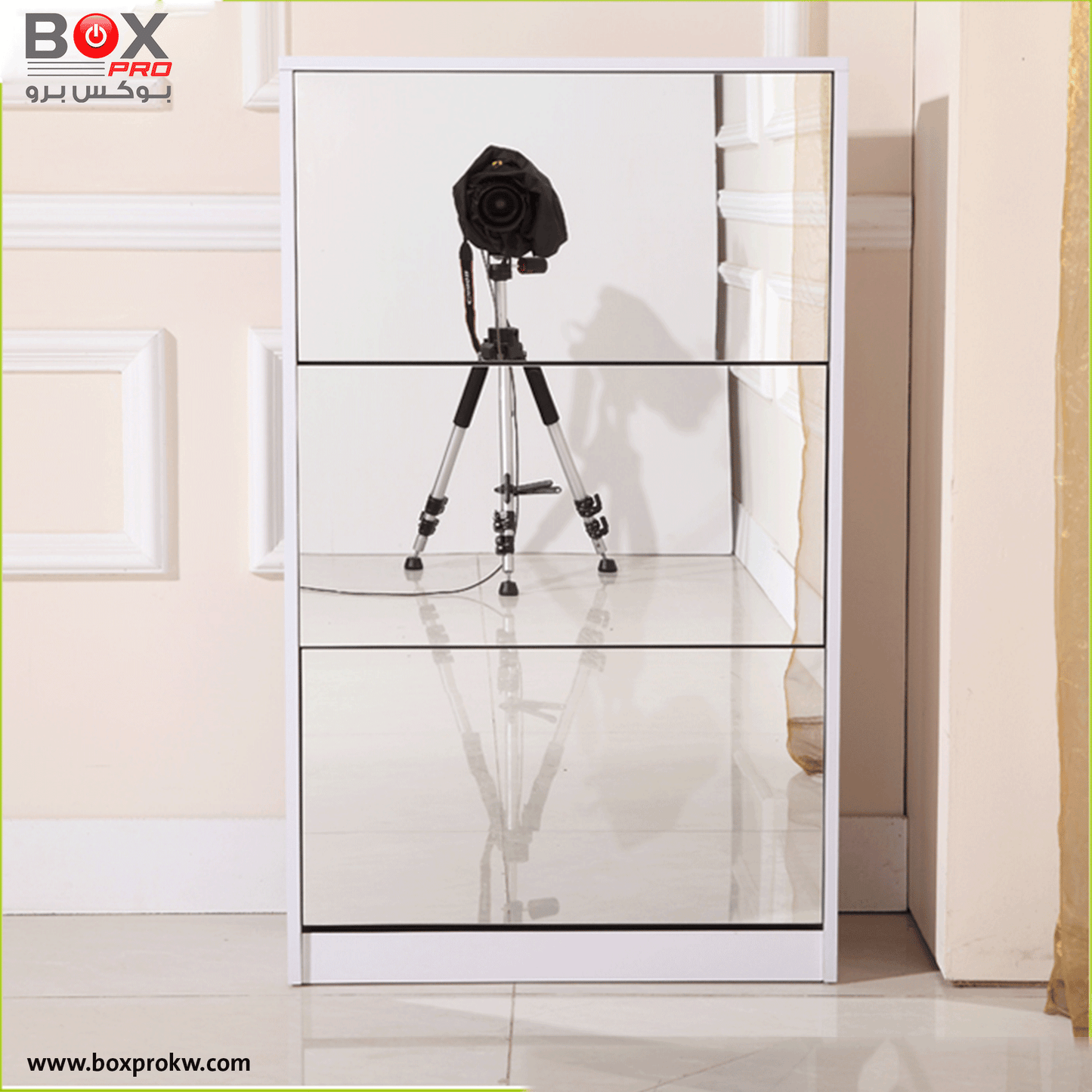 خزانة أحذية مع مرآة 3 طبقات