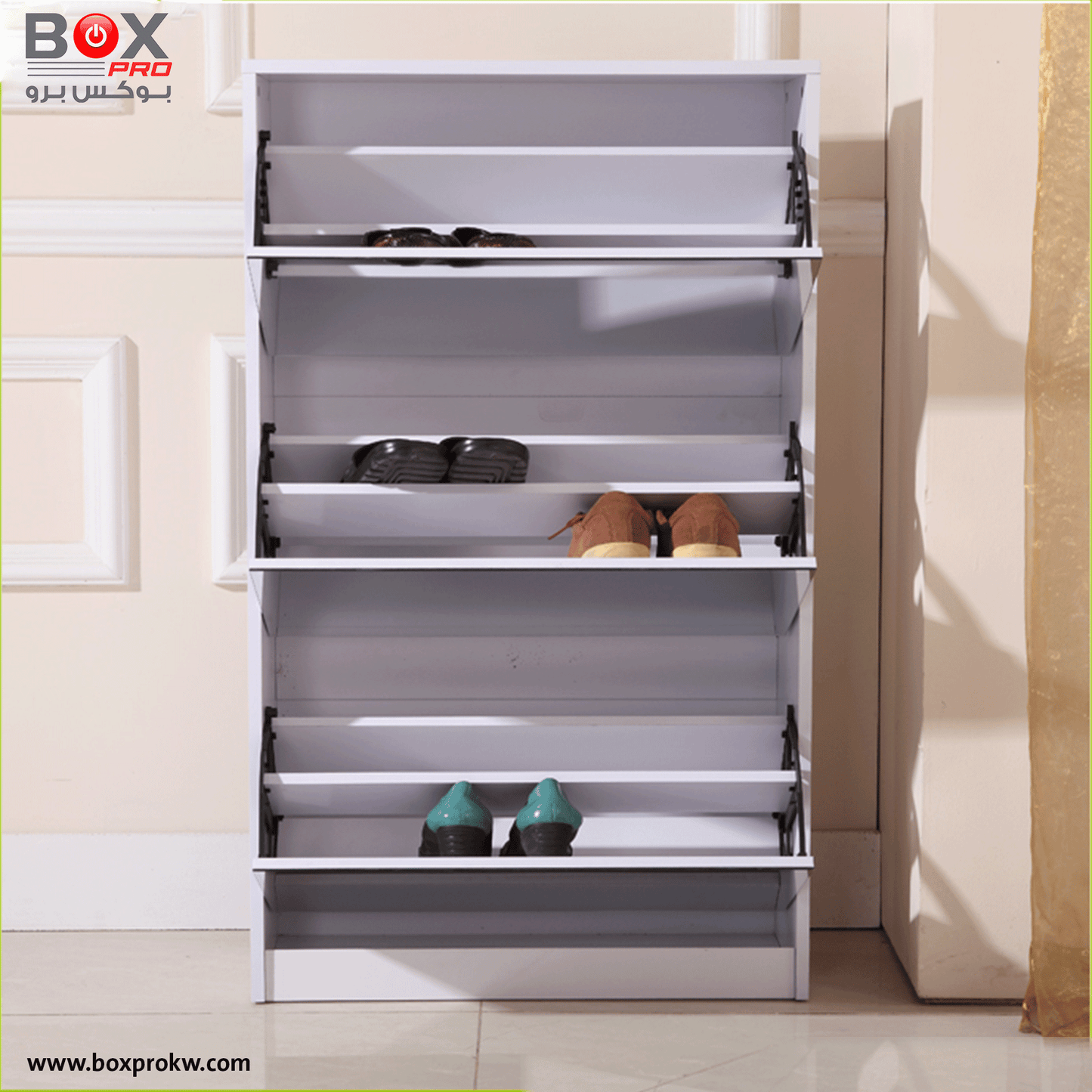 خزانة أحذية مع مرآة 3 طبقات