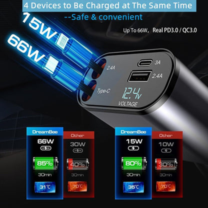 شاحن سيارة قابل للسحب، 120 واط، 4 في 1 فائق السرعة