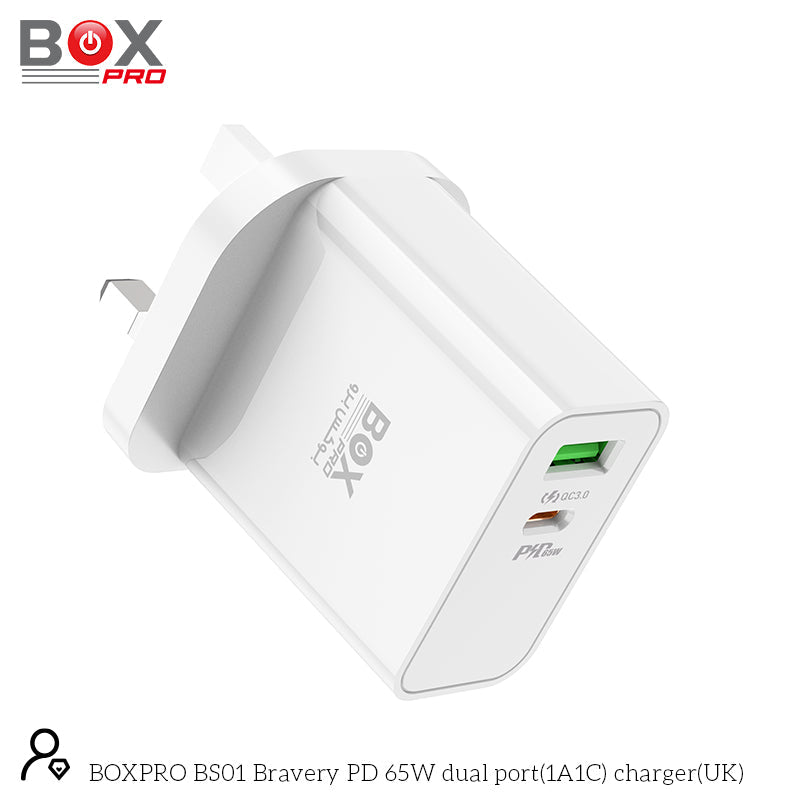 BOXPRO BS01 Bravery PD 65W dual port(1A1C) charger(UK)