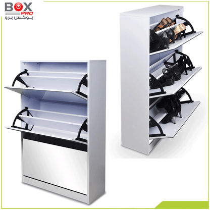 خزانة أحذية مع مرآة 3 طبقات