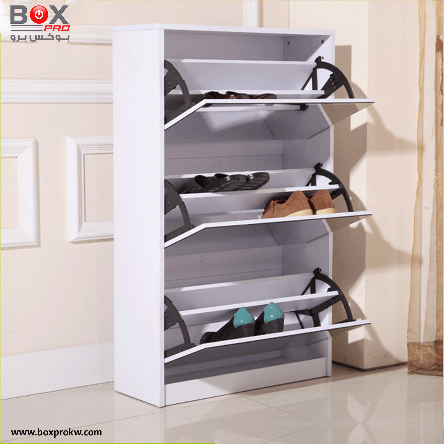 خزانة أحذية مع مرآة 3 طبقات