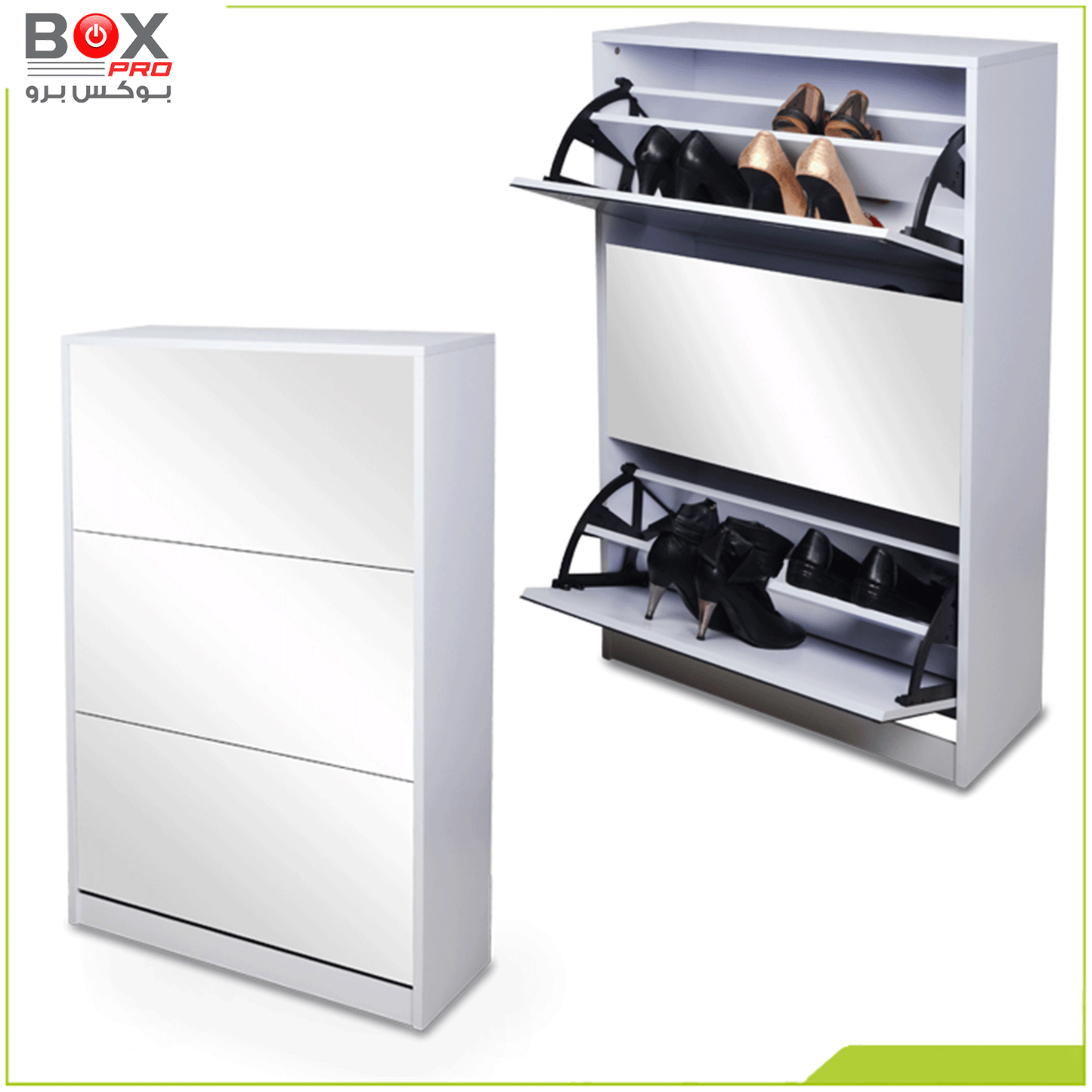 خزانة أحذية مع مرآة 3 طبقات
