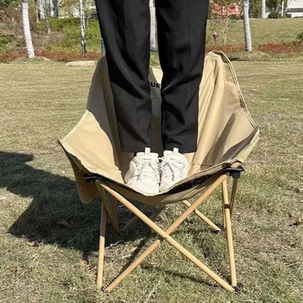 Single folding camping chair for outdoor use