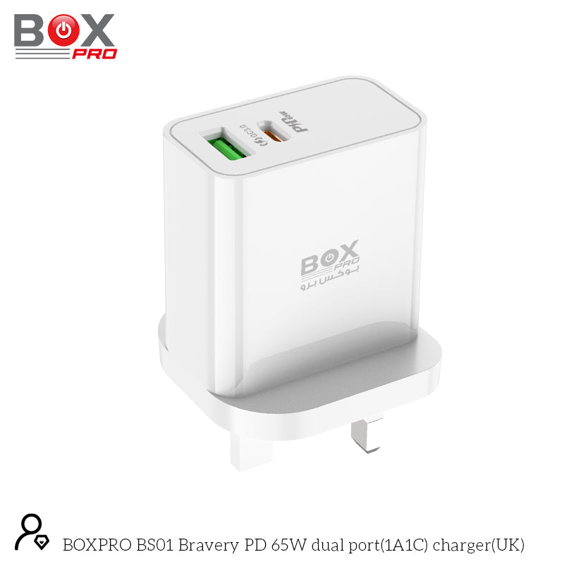 BOXPRO BS01 Bravery PD 65W dual port(1A1C) charger(UK)