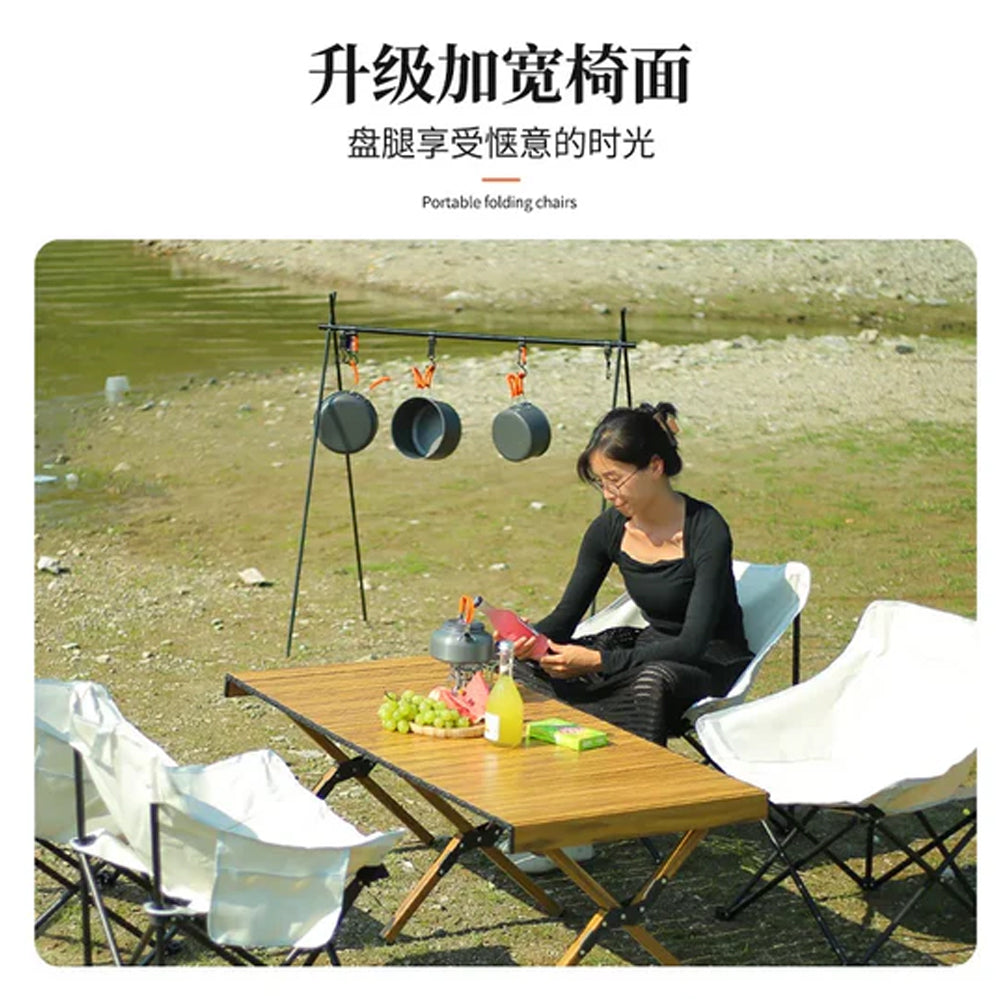 Single folding camping chair for outdoor use