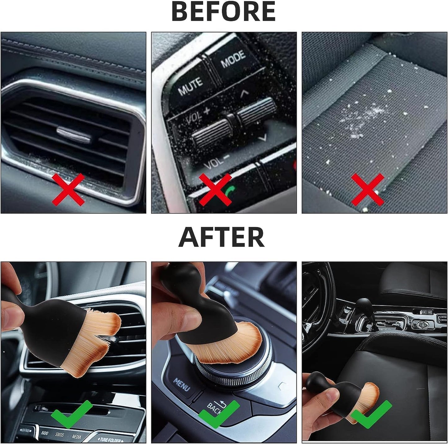 Car interior cleaning brush
