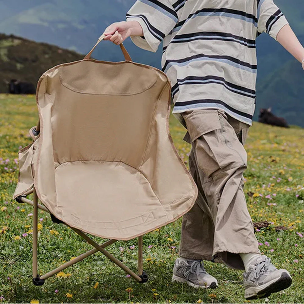 Single folding camping chair for outdoor use