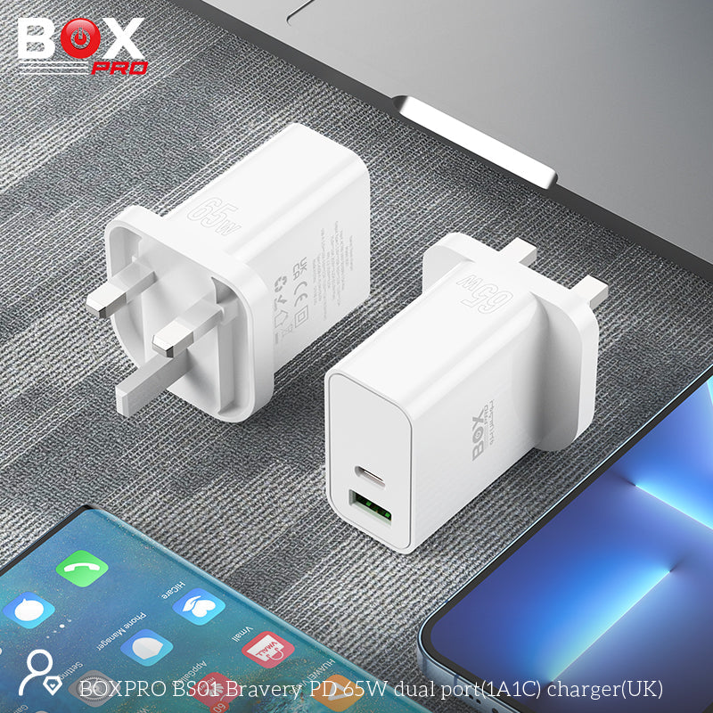 BOXPRO BS01 Bravery PD 65W dual port(1A1C) charger(UK)