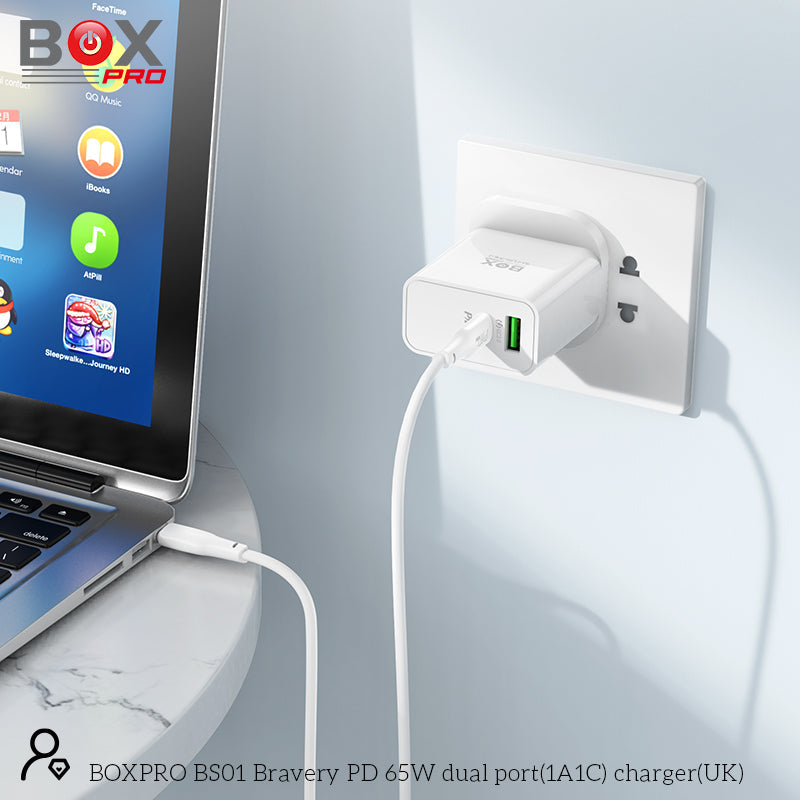 BOXPRO BS01 Bravery PD 65W dual port(1A1C) charger(UK)