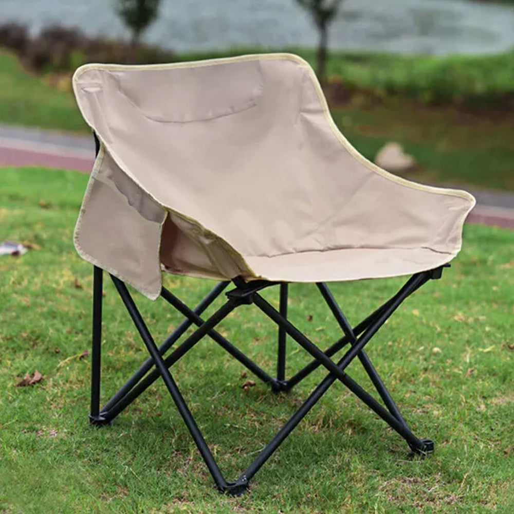 Single folding camping chair for outdoor use