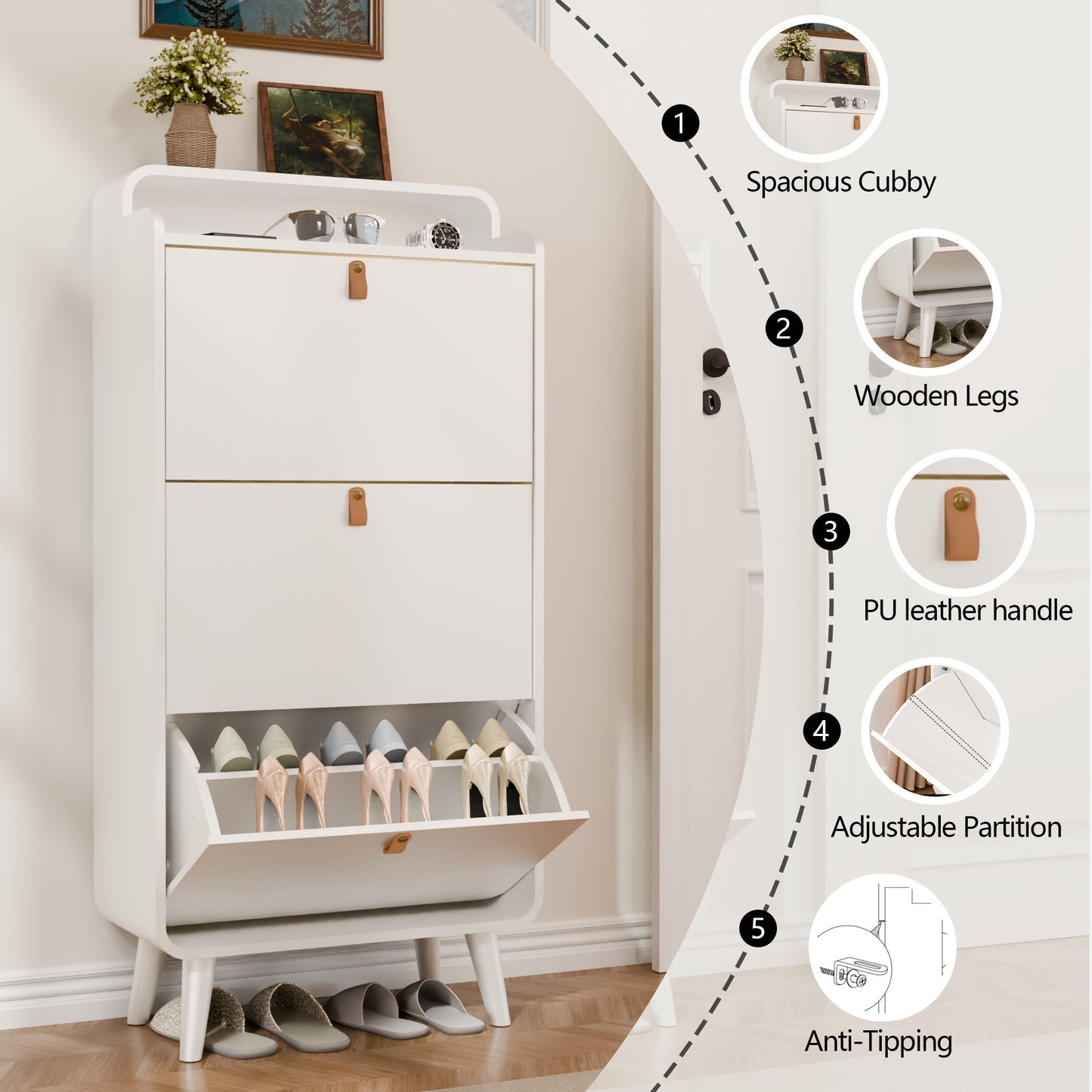 خزانة أحذية كبيرة بثلاثة أدراج