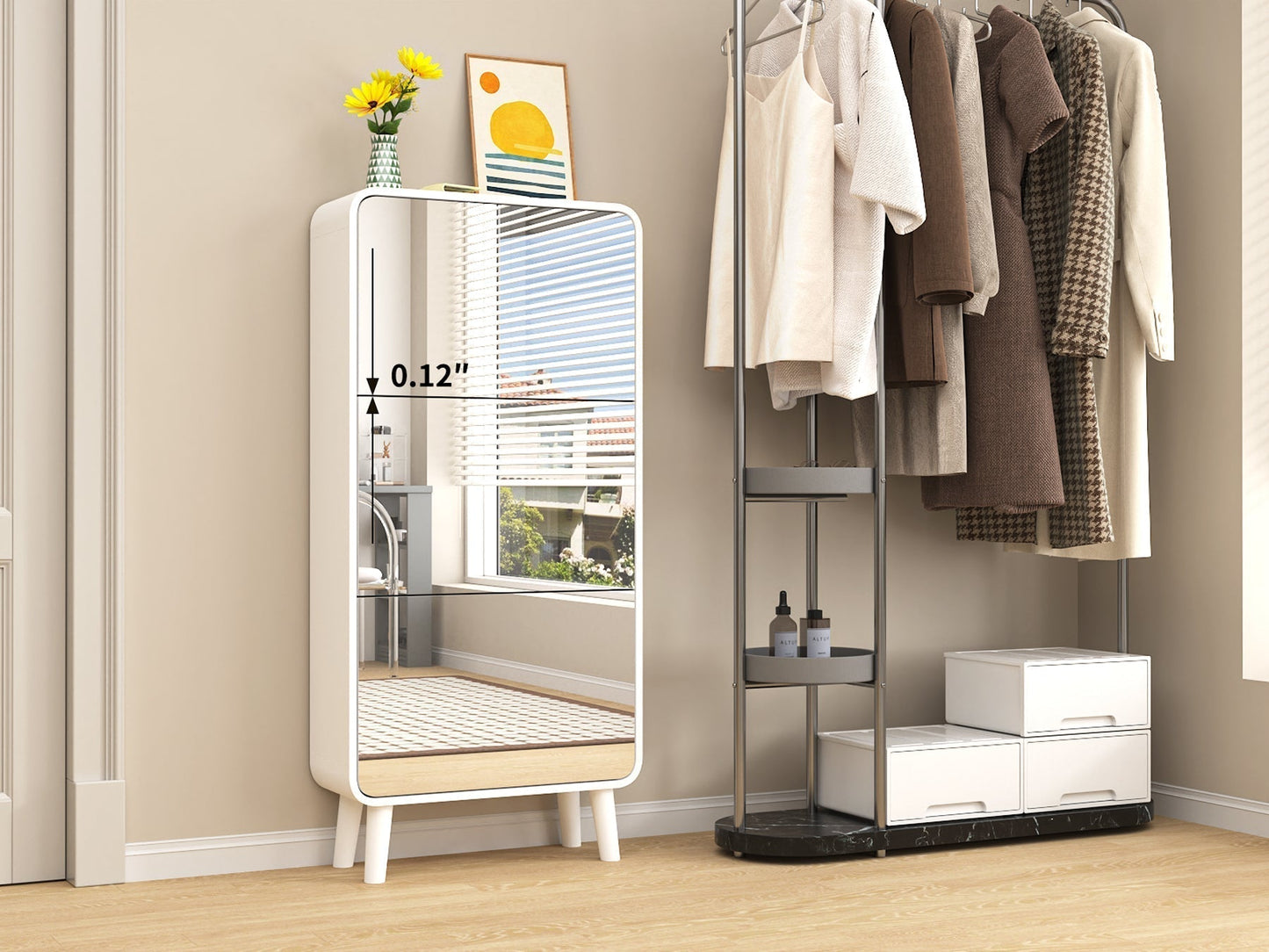 خزانة أحذية كبيرة مع مرآة