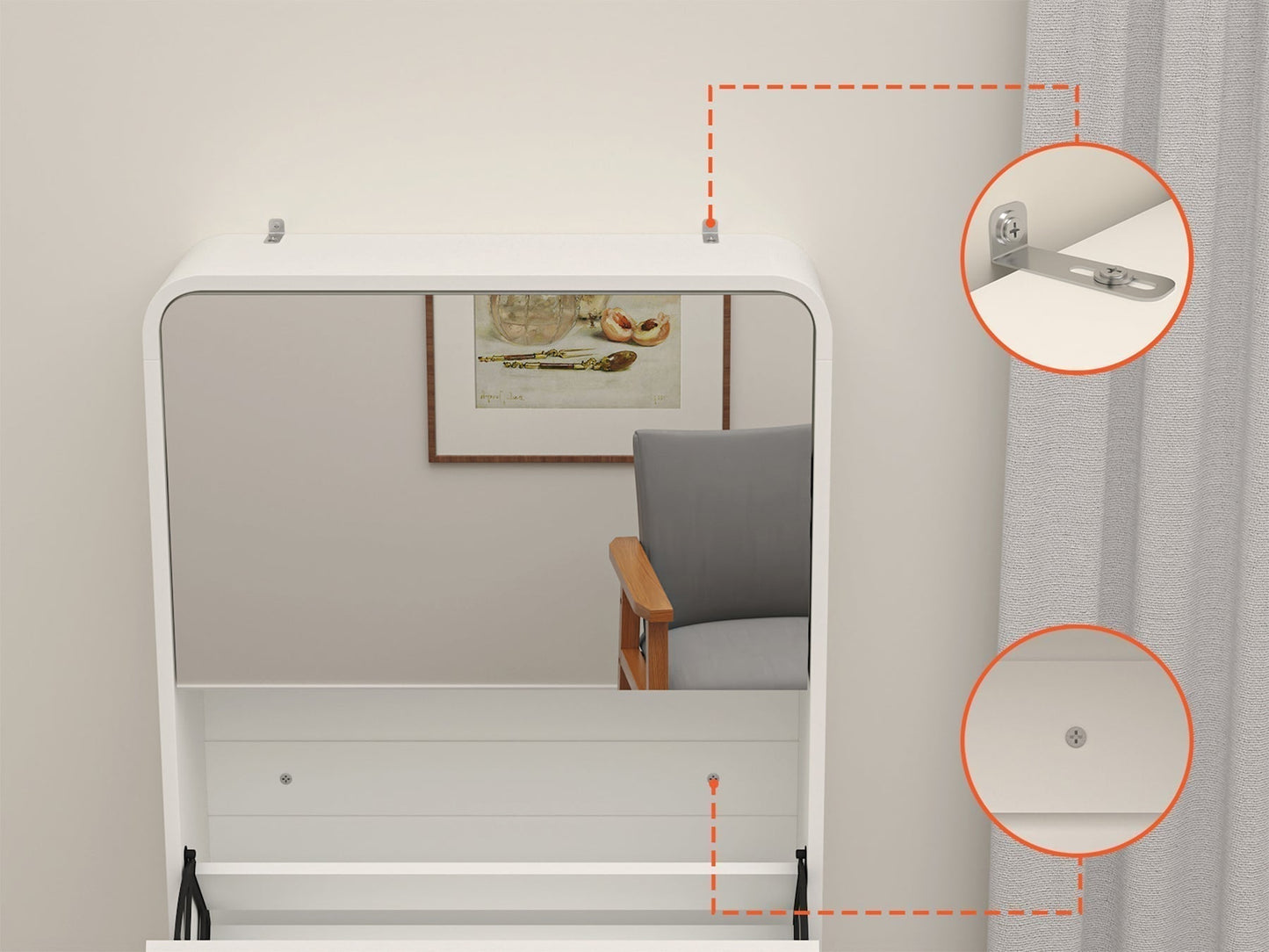 Large shoe cabinet with mirror