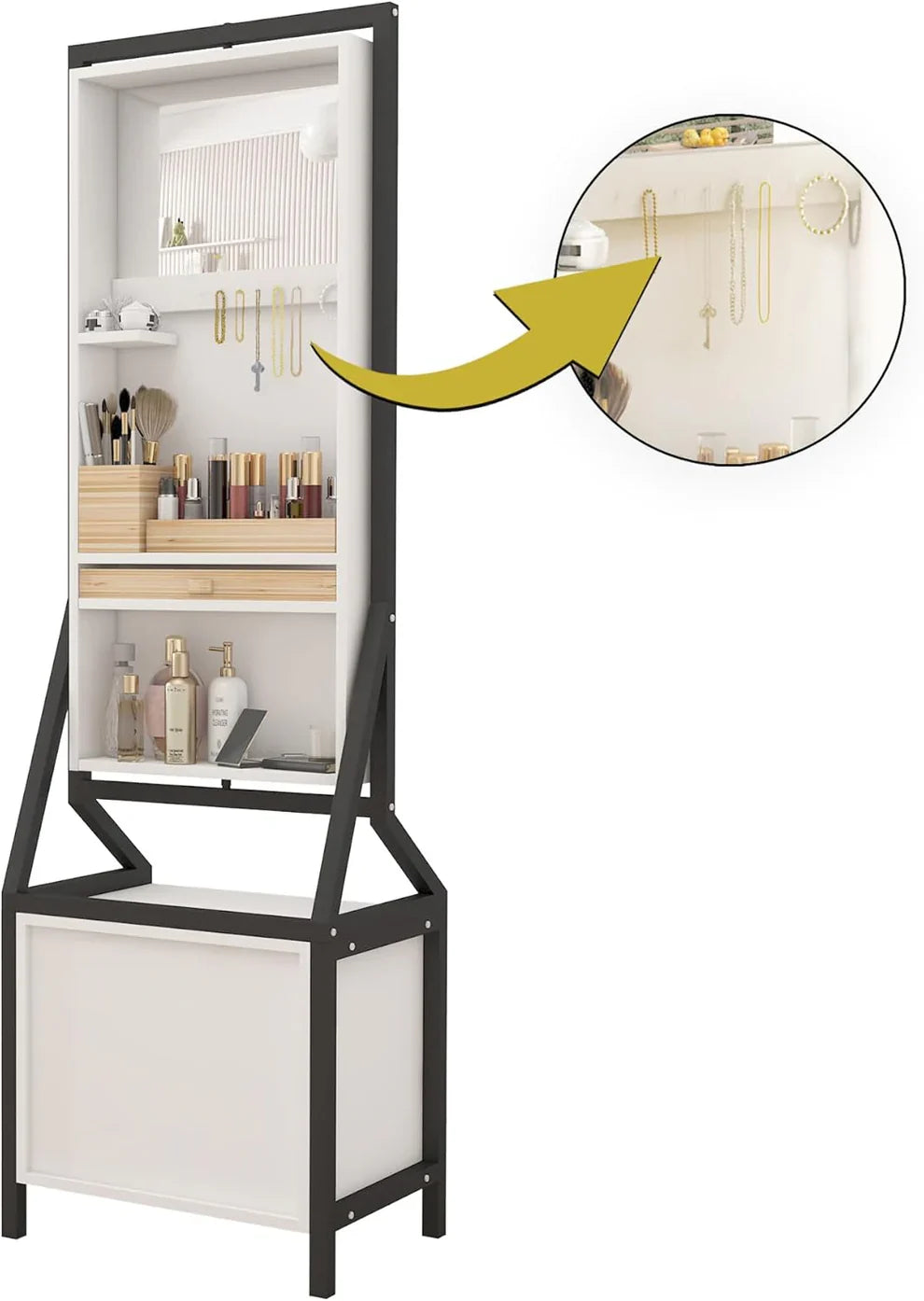 خزانة مجوهرات وماكياج مع مرآة