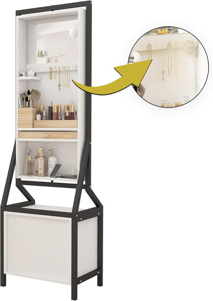 خزانة مجوهرات وماكياج مع مرآة