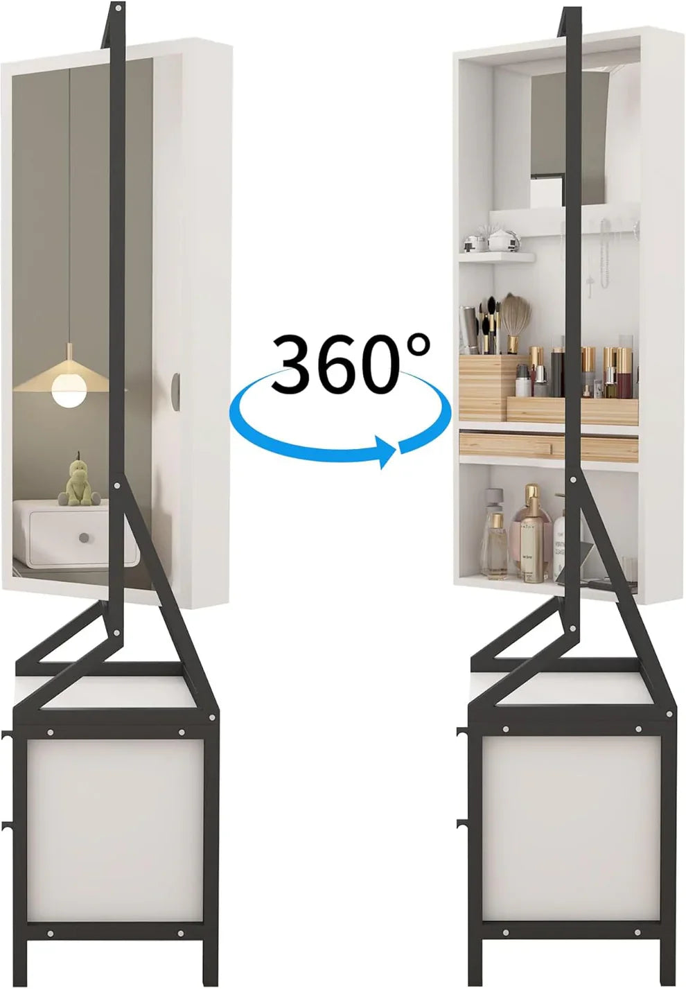 خزانة مجوهرات وماكياج مع مرآة